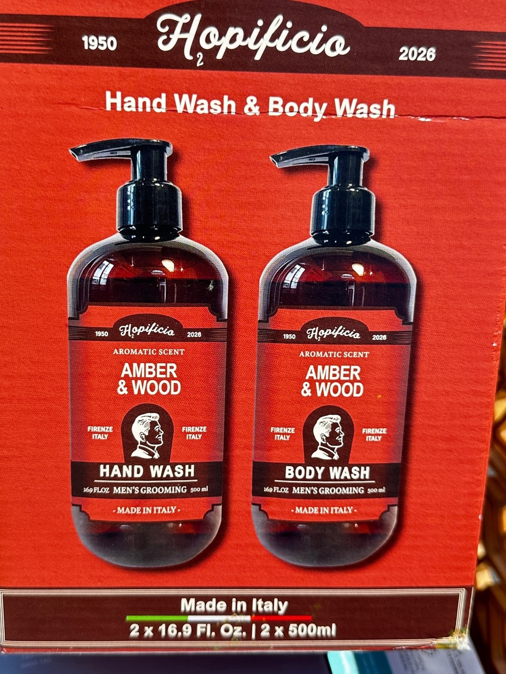 Amber & Wood Hand & Body Wash hopificio 16oz
Each men’s